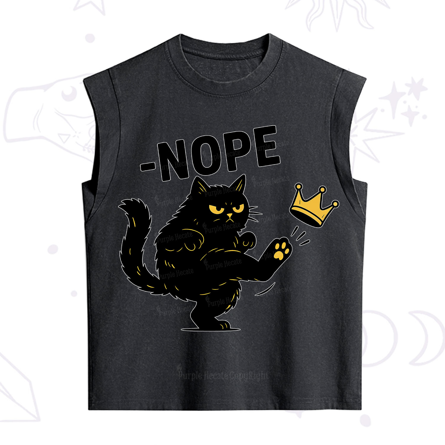 Purplehecate No Kings Black Cat Vintage Washed Tank