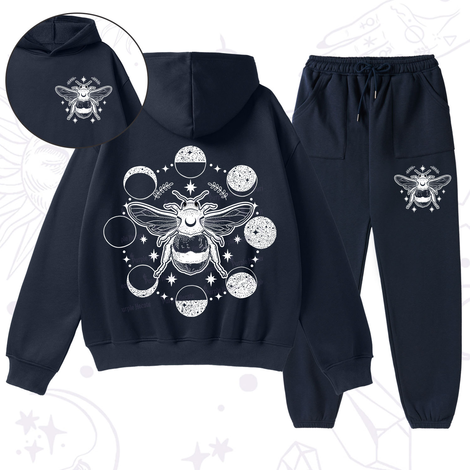 Purplehecate Moon Bee Fleece Hoodie Suit