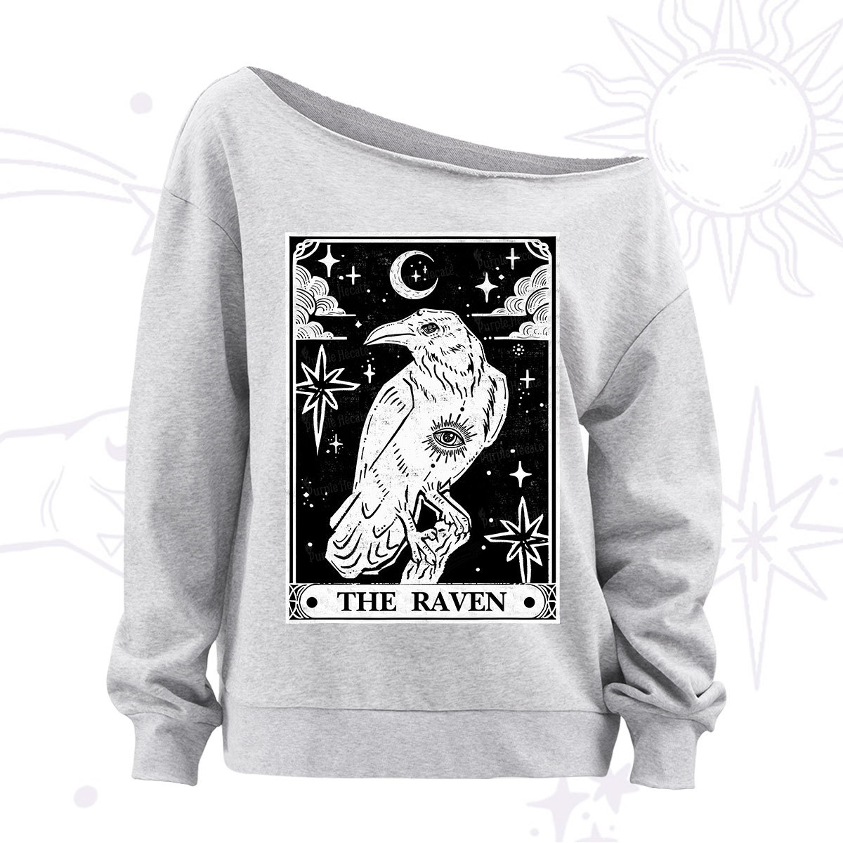 Purplehecate The Raven Tarot Off The Shoulder Sweatshirt