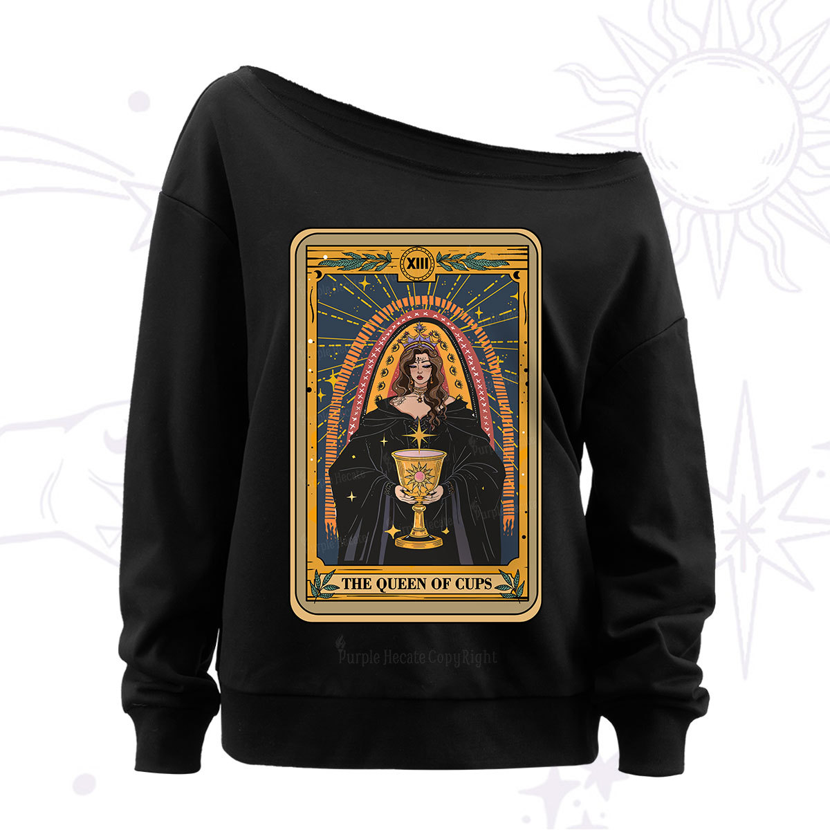 Purplehecate The Queen of Cups Tarot Off The Shoulder Sweat