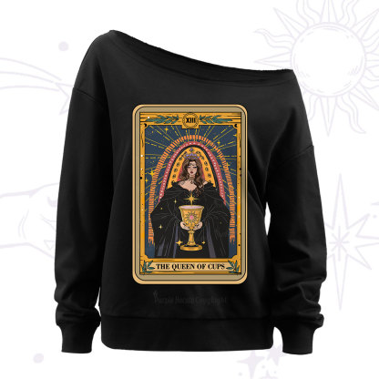 Purplehecate The Queen of Cups Tarot Off The Shoulder Sweatshirt