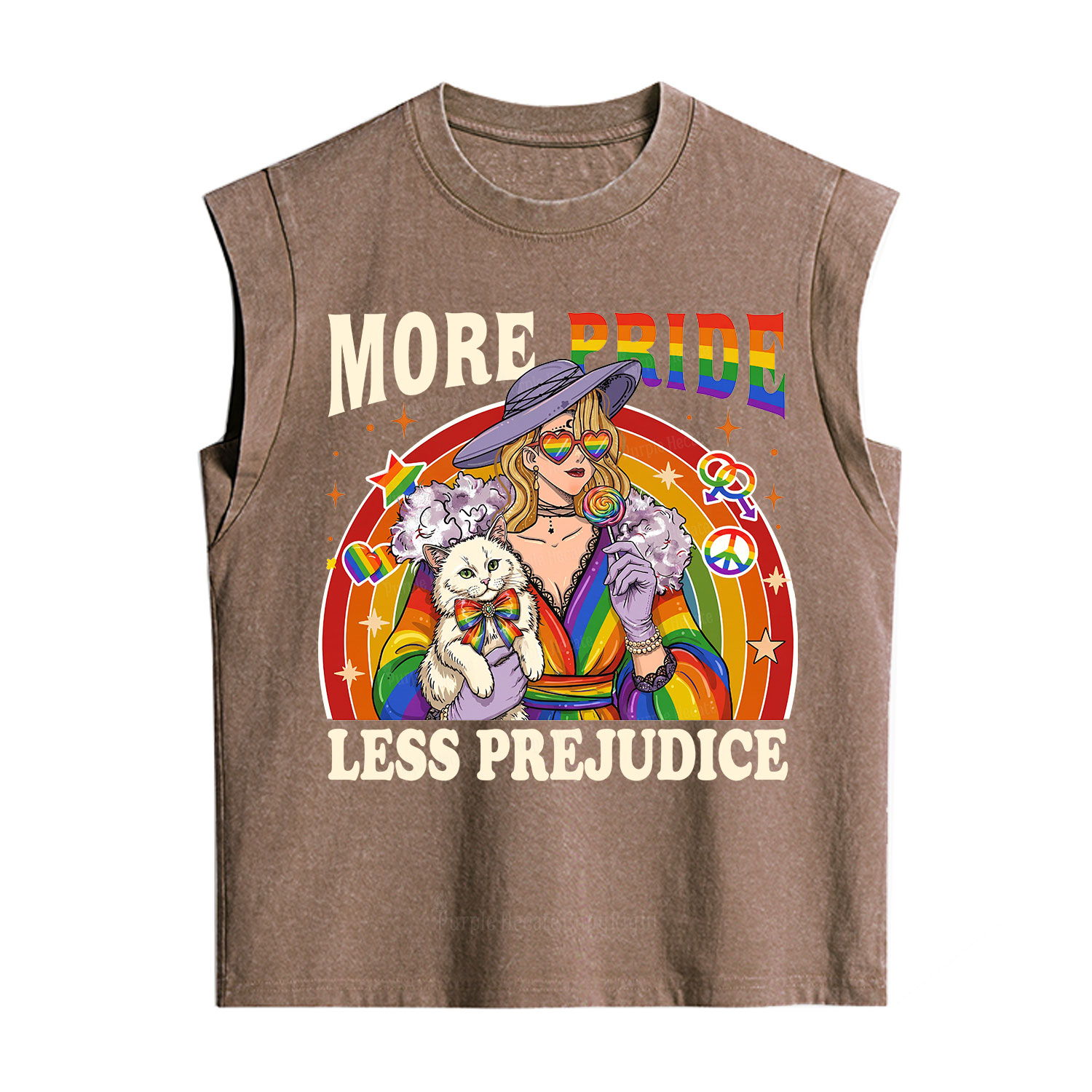 Purplehecate More Pride Less Prejudice Rainbow Vintage Washed Tank