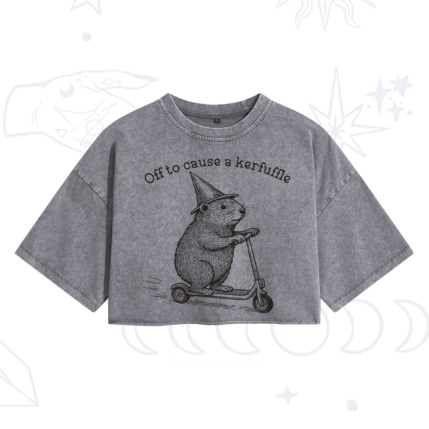 Purplehecate Off to Cause A Kerfuffle Washed Cropped T-Shirt
