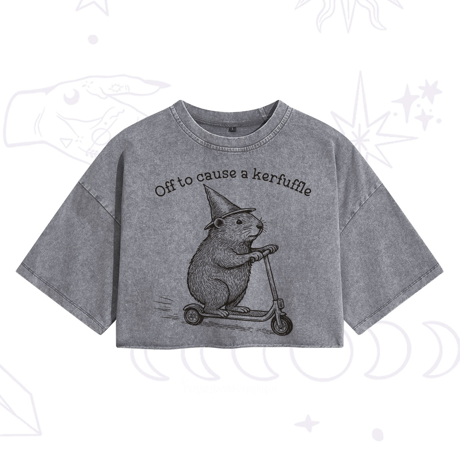 Purplehecate Off to Cause A Kerfuffle Washed Cropped T-Shirt