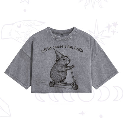 Purplehecate Off to Cause A Kerfuffle Washed Cropped T-Shirt