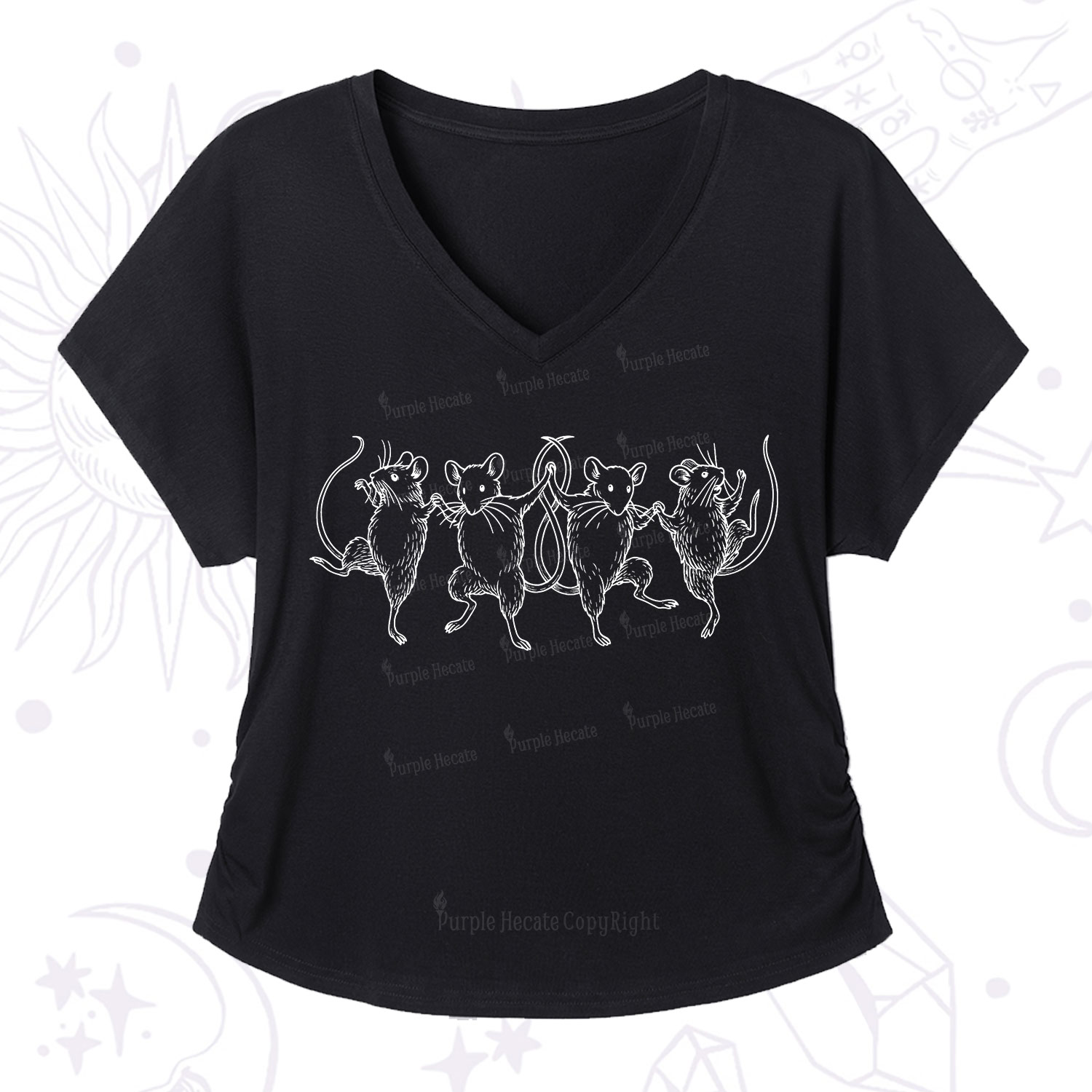 Purplehecate Dancing Rats V-Neck T-Shirt