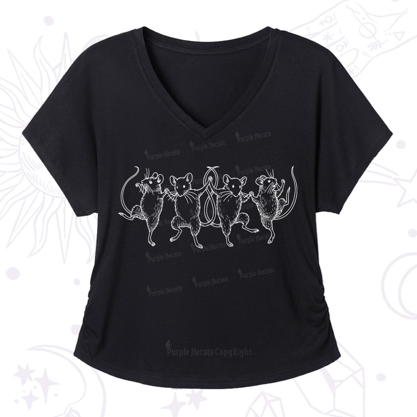 Purplehecate Dancing Rats V-Neck T-Shirt