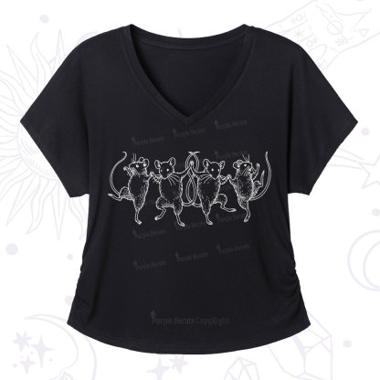 Purplehecate Dancing Rats V-Neck T-Shirt