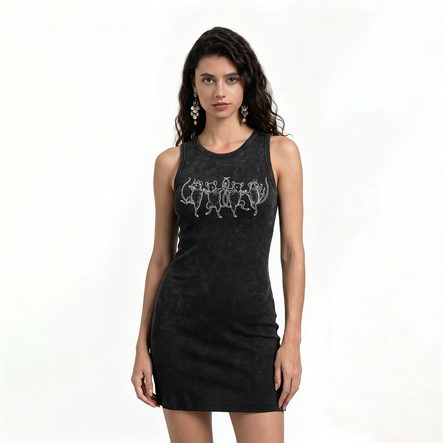 Purplehecate Dancing Rats Vintage Bodycon Tank Dress