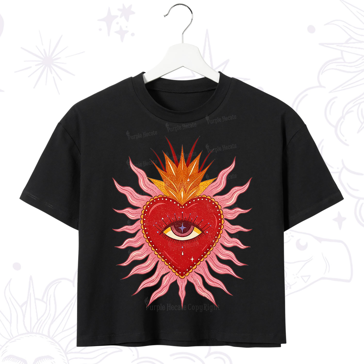 Purplehecate Sacred Flame Heart Crop T-Shirt