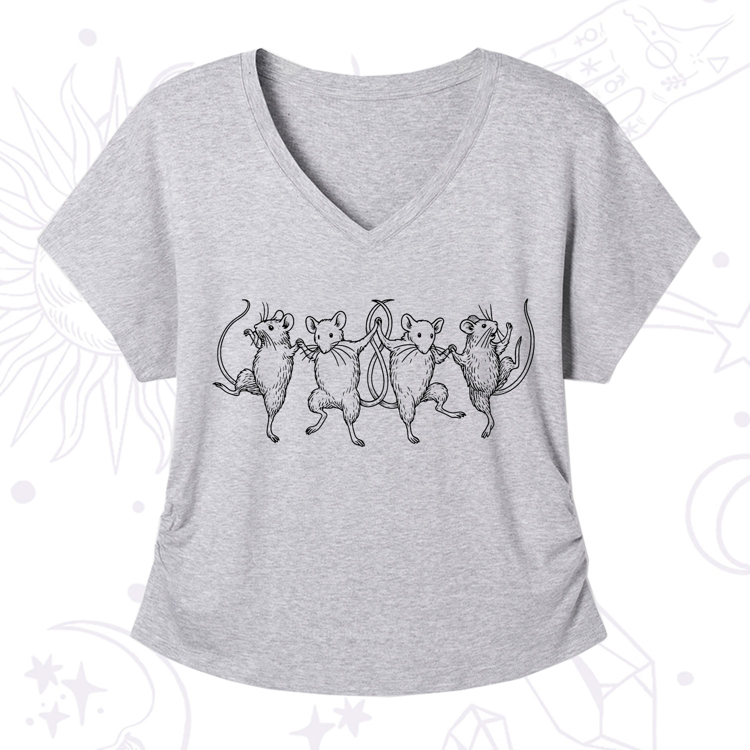Purplehecate Dancing Rats V-Neck T-Shirt