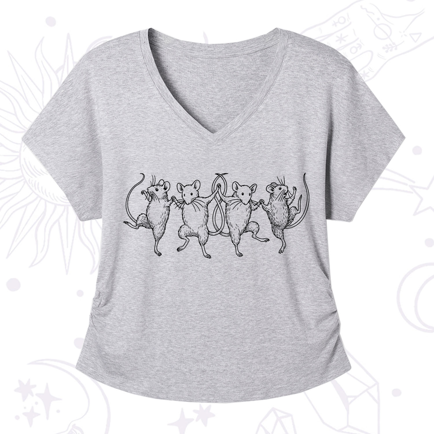 Purplehecate Dancing Rats V-Neck T-Shirt