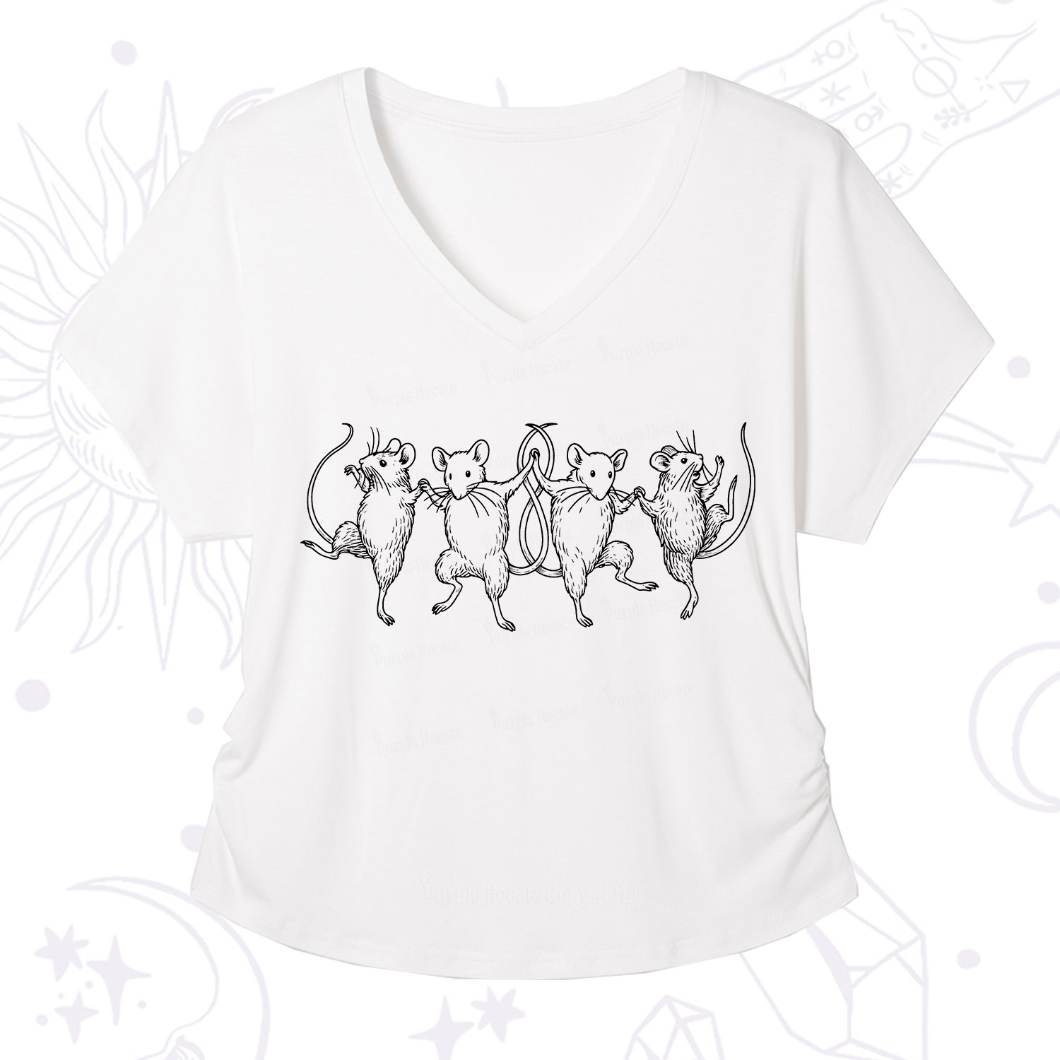Purplehecate Dancing Rats V-Neck T-Shirt