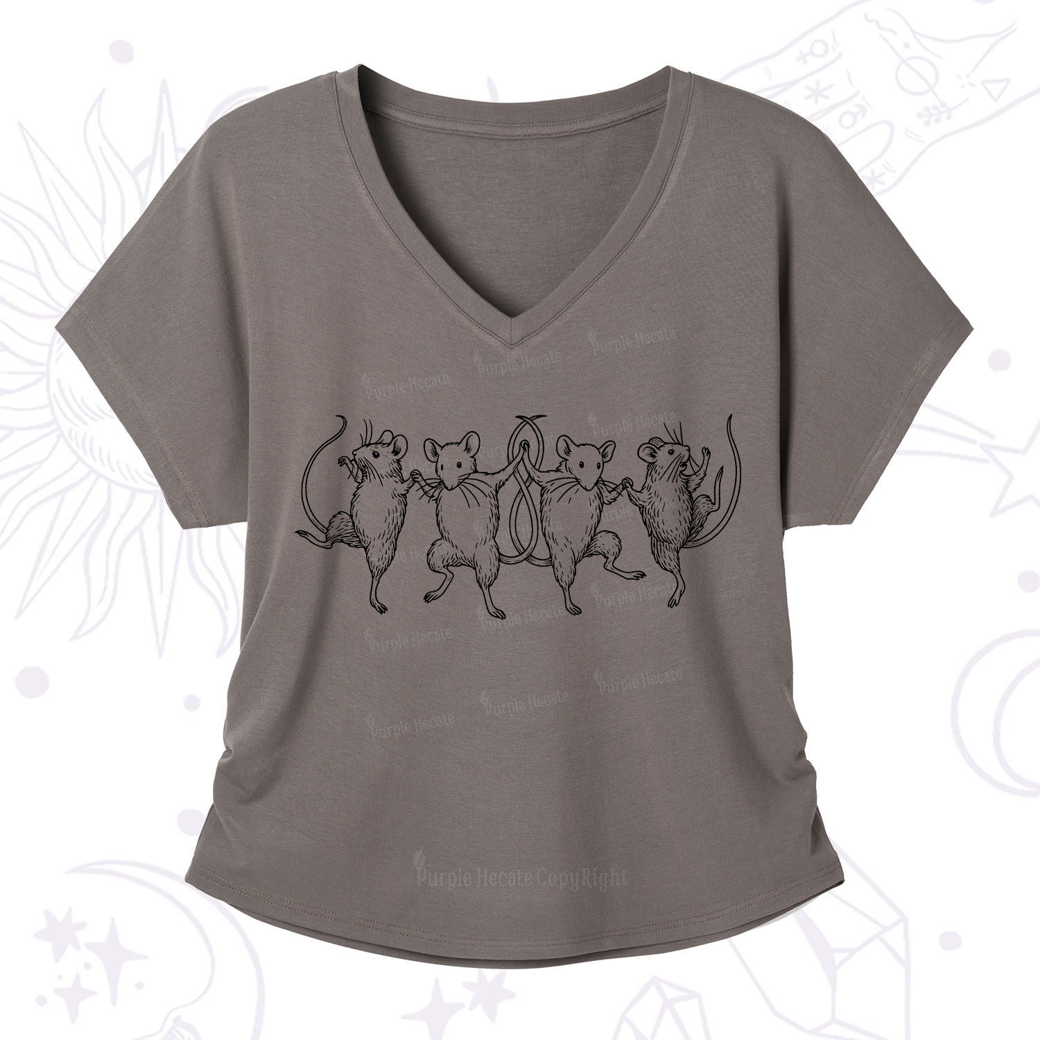 Purplehecate Dancing Rats V-Neck T-Shirt