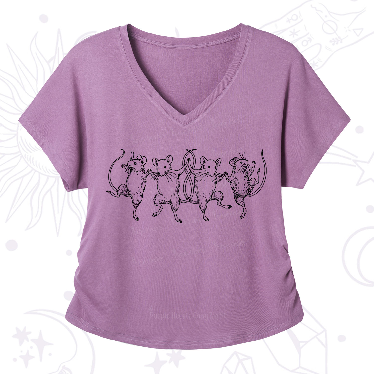 Purplehecate Dancing Rats V-Neck T-Shirt
