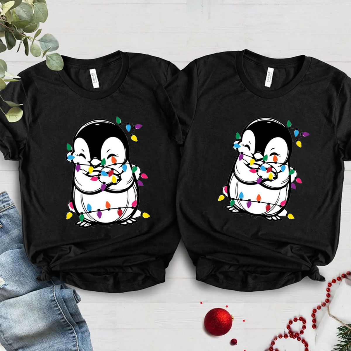Purplehecate Penguin Christmas Family Matching T-Shirts