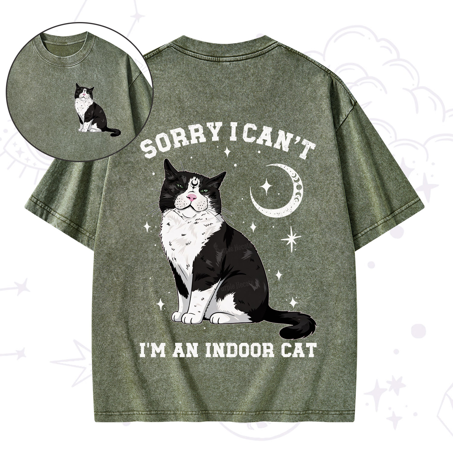 [Copy]Purplehecate First Of All I'm A Delight Cat Washed T-Shirt