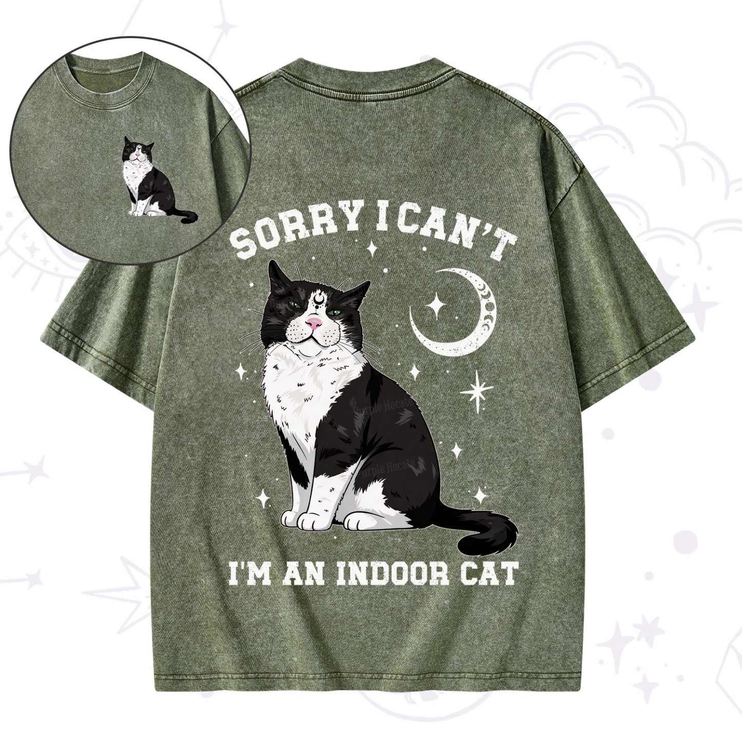 [Copy]Purplehecate First Of All I'm A Delight Cat Washed T-Shirt