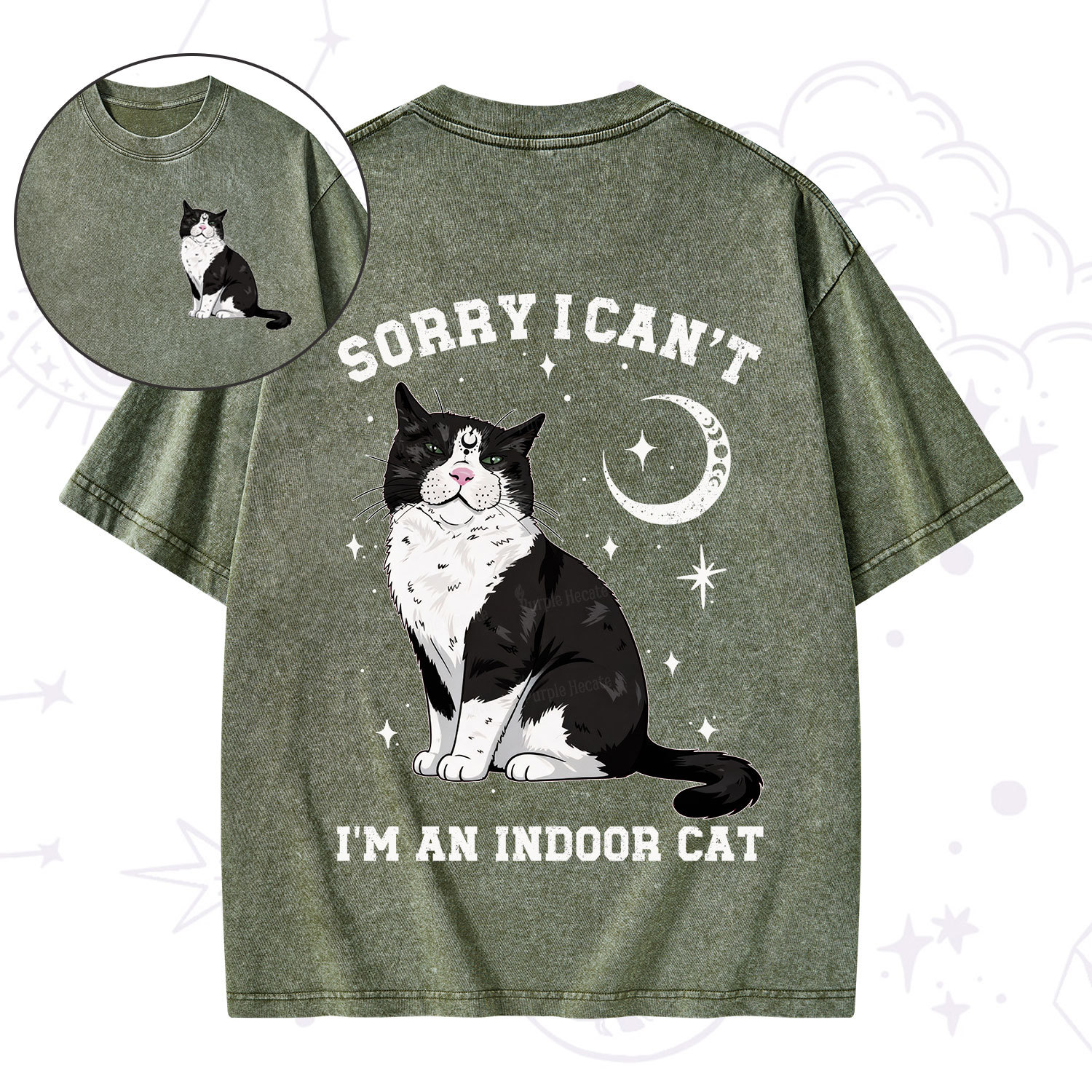 [Copy]Purplehecate First Of All I'm A Delight Cat Washed T-Shirt