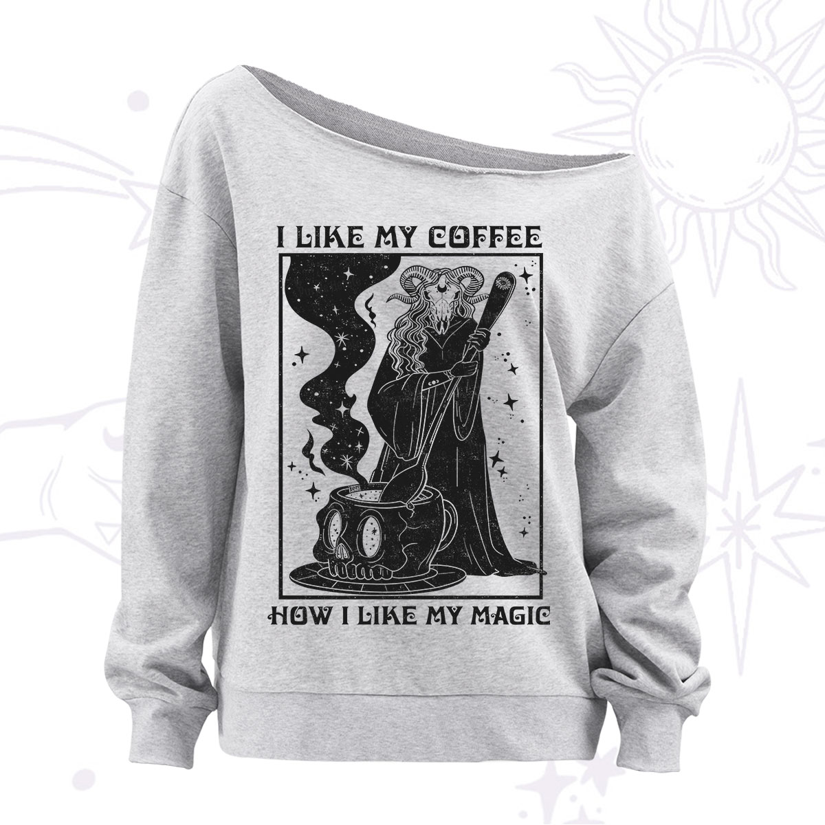 Purplehecate I Like My Coffee How I Like My Magic Off The Shoulder Sweatshirt