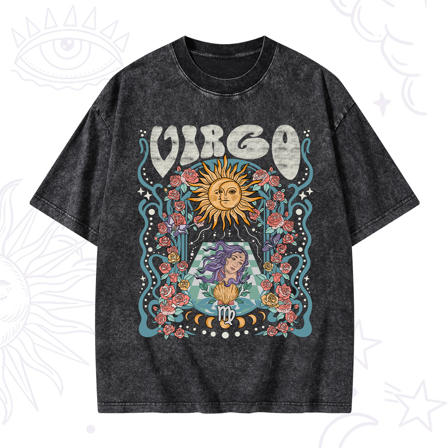 Purplehecate Virgo Spirit Zodiac Washed T-Shirt