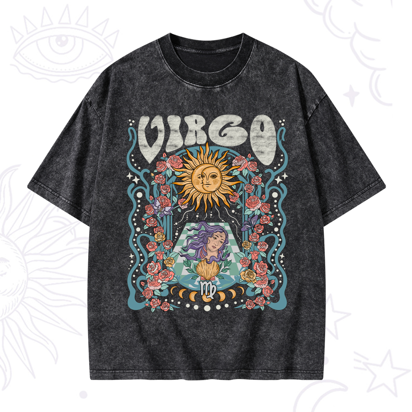 Magic Purplehecate Virgo Spirit Zodiac Washed T-Shirt