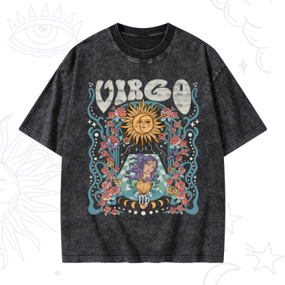 Purplehecate Virgo Spirit Zodiac Washed T-Shirt