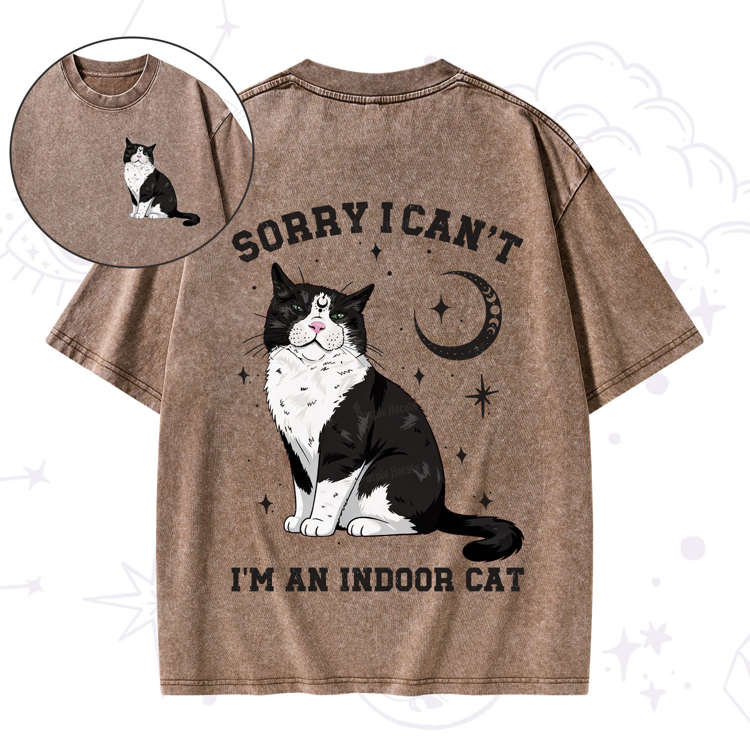 [Copy]Purplehecate First Of All I'm A Delight Cat Washed T-Shirt
