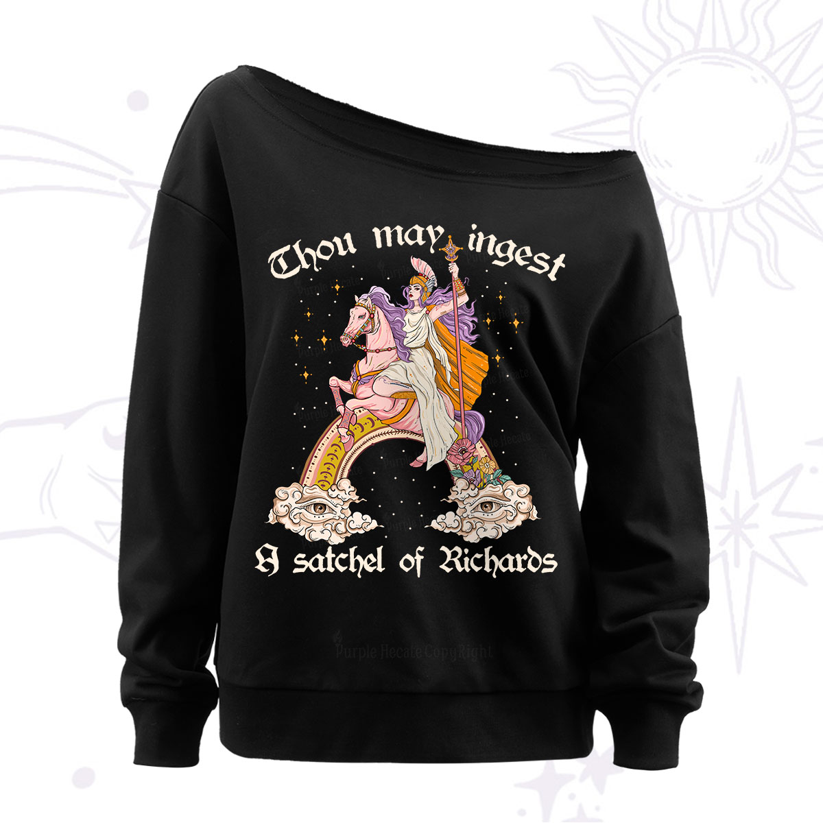 Purplehecate Thou may ingest a satchel of Richards Off The Shoulder Sweatshirt