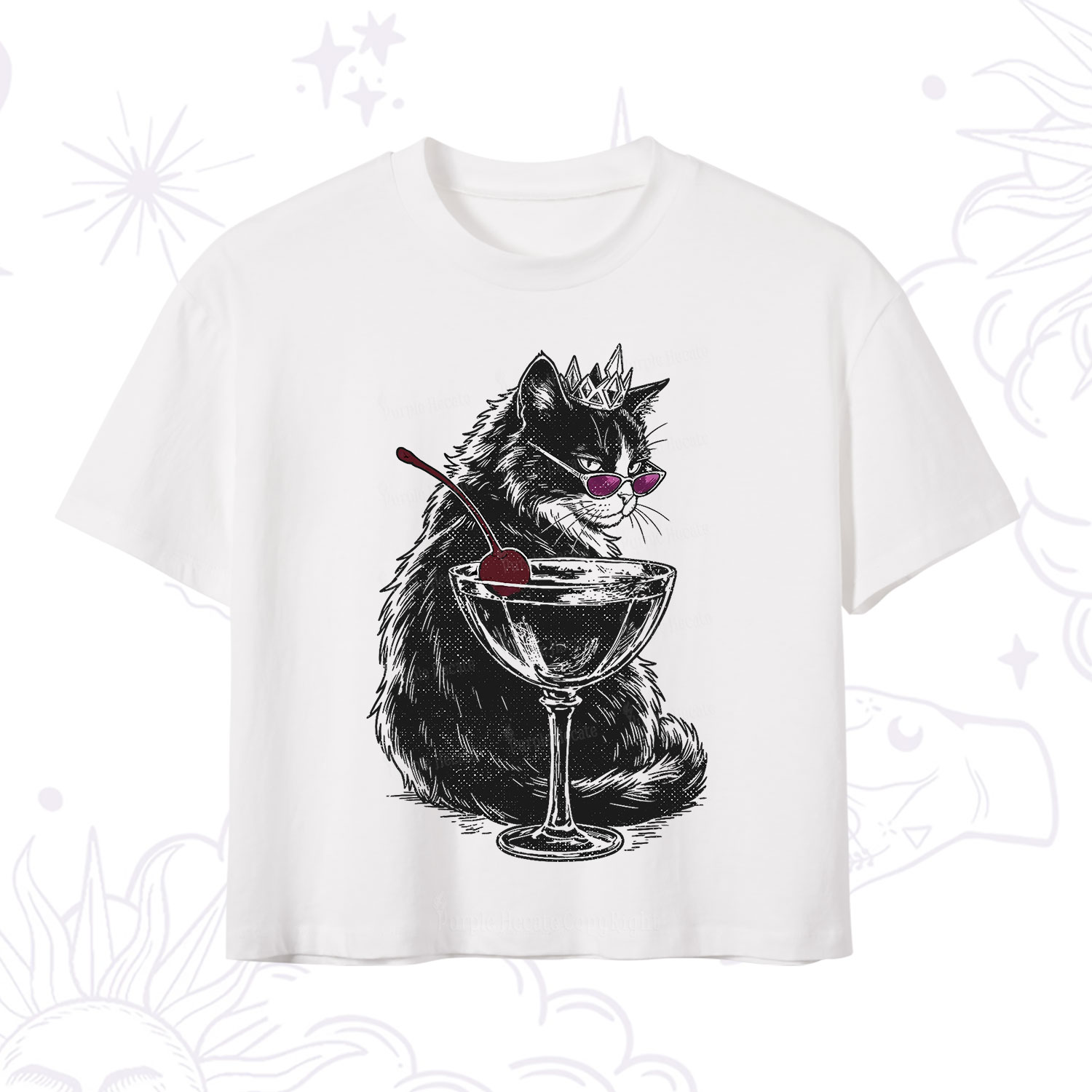 Purplehecate Martini Queen Cat Crop T-Shirt