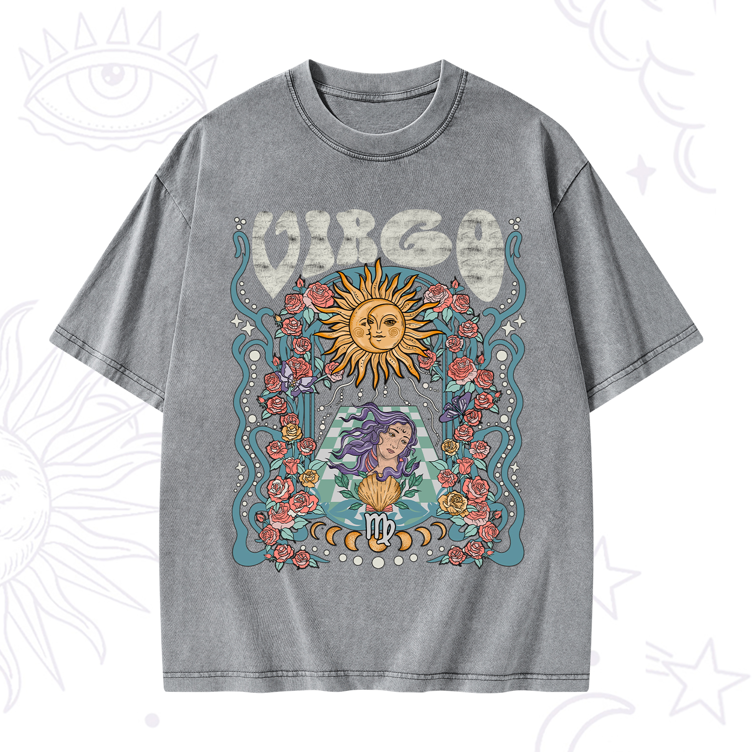 Purplehecate Virgo Spirit Zodiac Washed T-Shirt