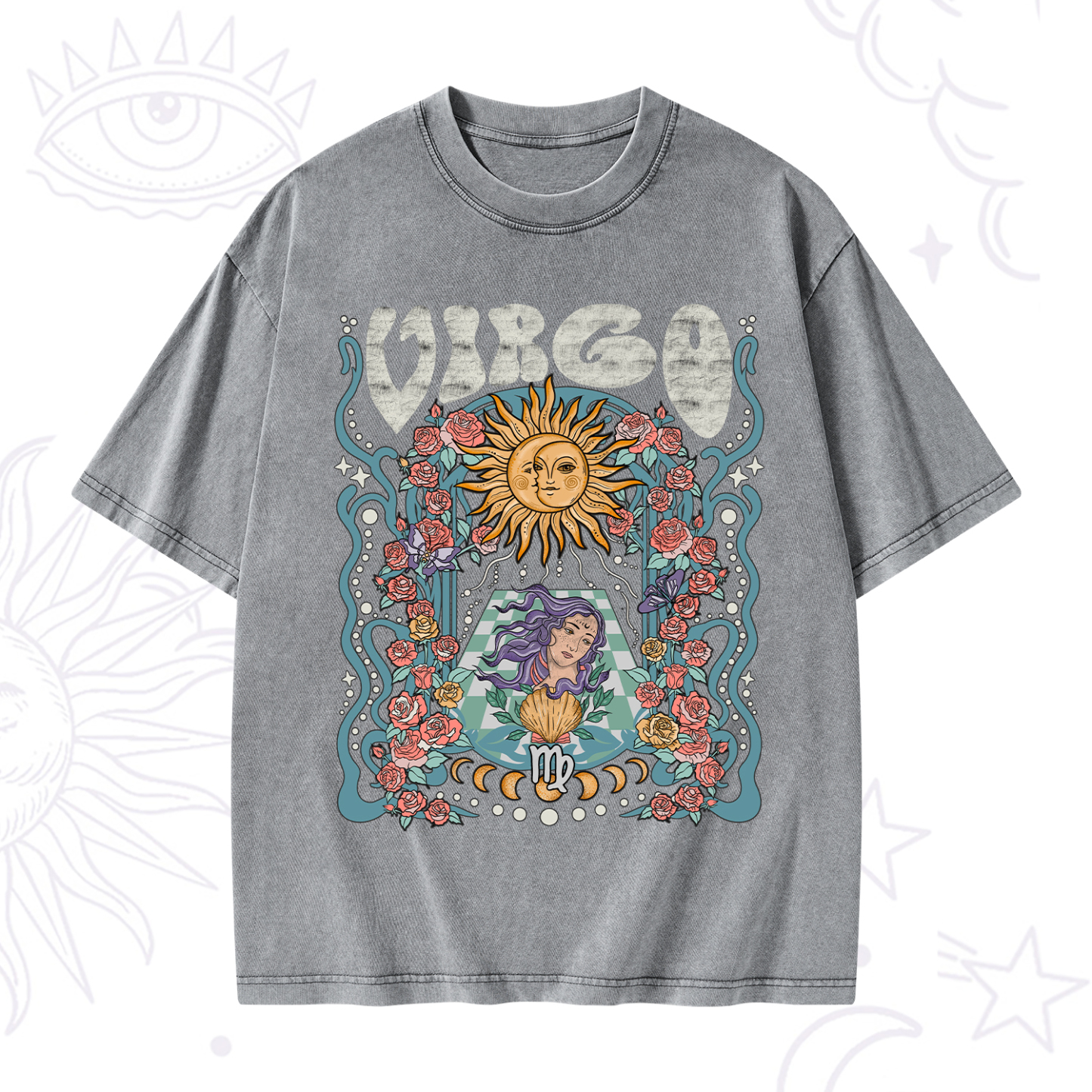 Purplehecate Virgo Spirit Zodiac Washed T-Shirt