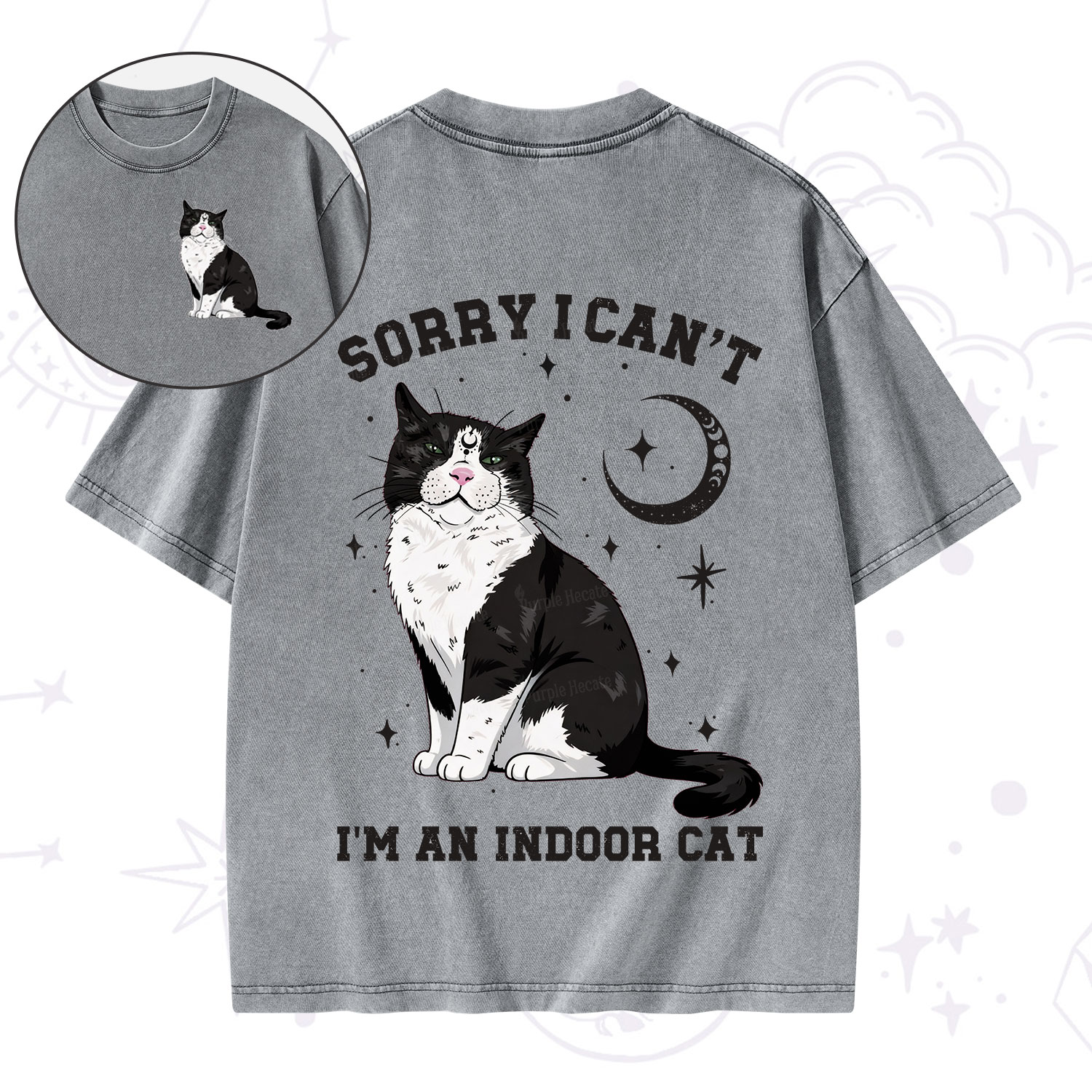 [Copy]Purplehecate First Of All I'm A Delight Cat Washed T-Shirt
