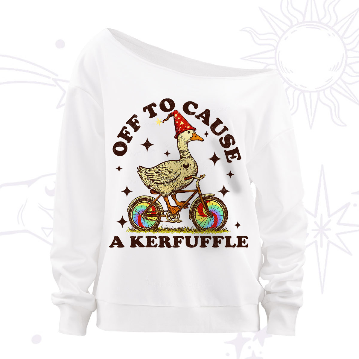 Purplehecate Off to Cause a Kerfuffle Goose Off The Shoulder Sweatshirt