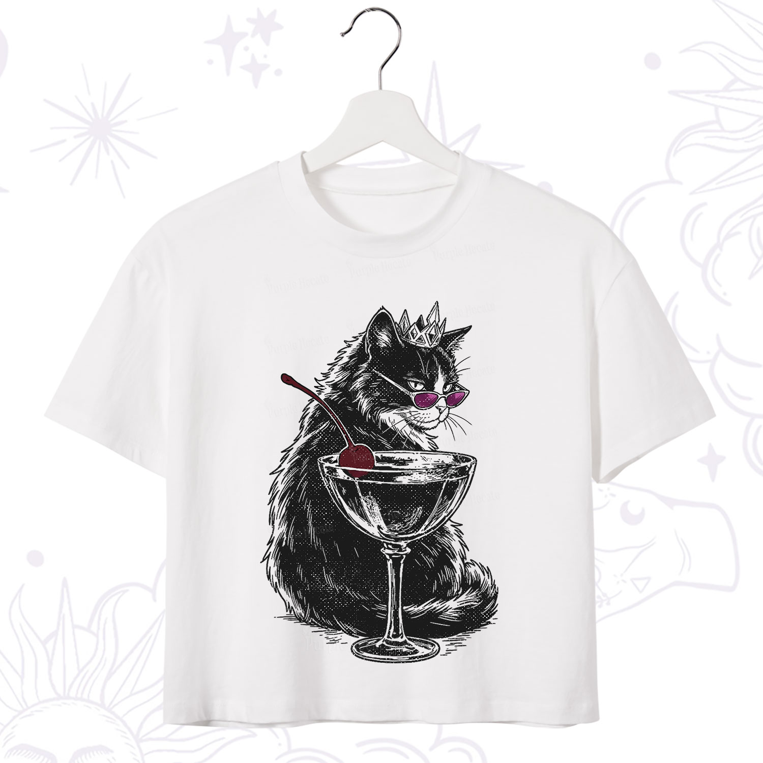 Purplehecate Martini Queen Cat Crop T-Shirt