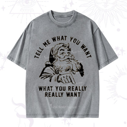 Purplehecate Tell Me What You Want What You Really Really Want Christmas Washed T-Shirt