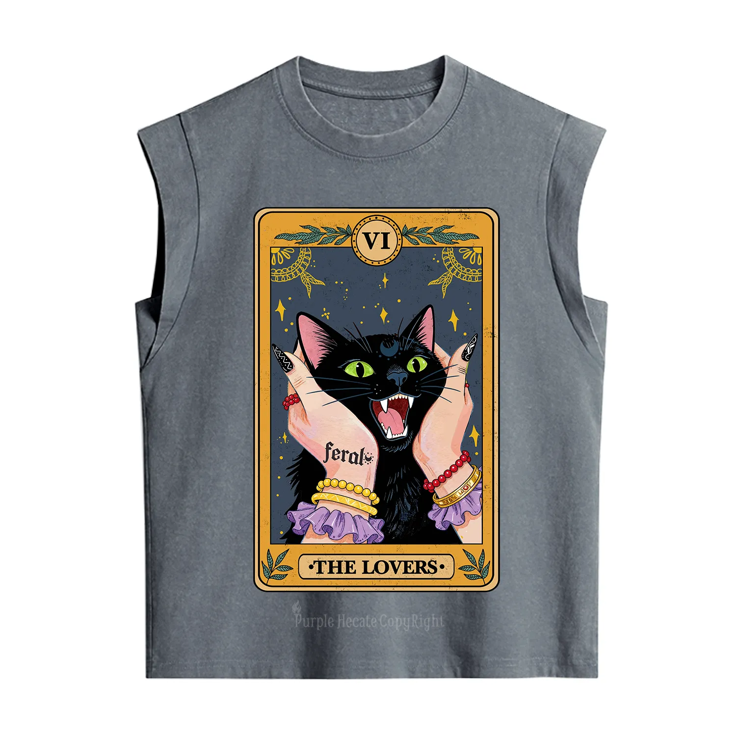 Purplehecate The Lovers Tarot Feral Cat Vintage Washed Tank