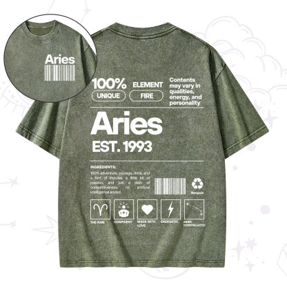 Purplehecate Aries Zodiac Washed T-Shirt