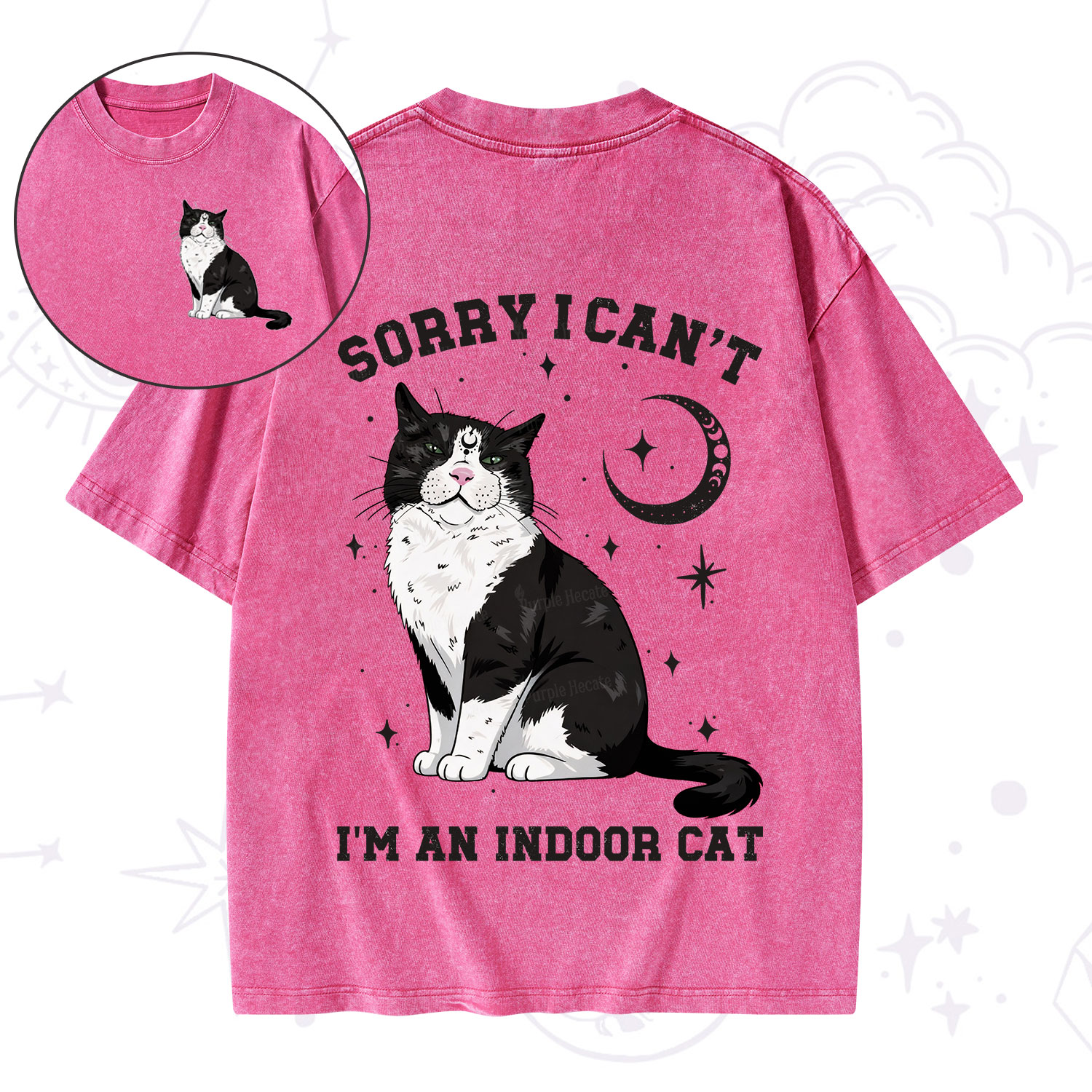 [Copy]Purplehecate First Of All I'm A Delight Cat Washed T-Shirt