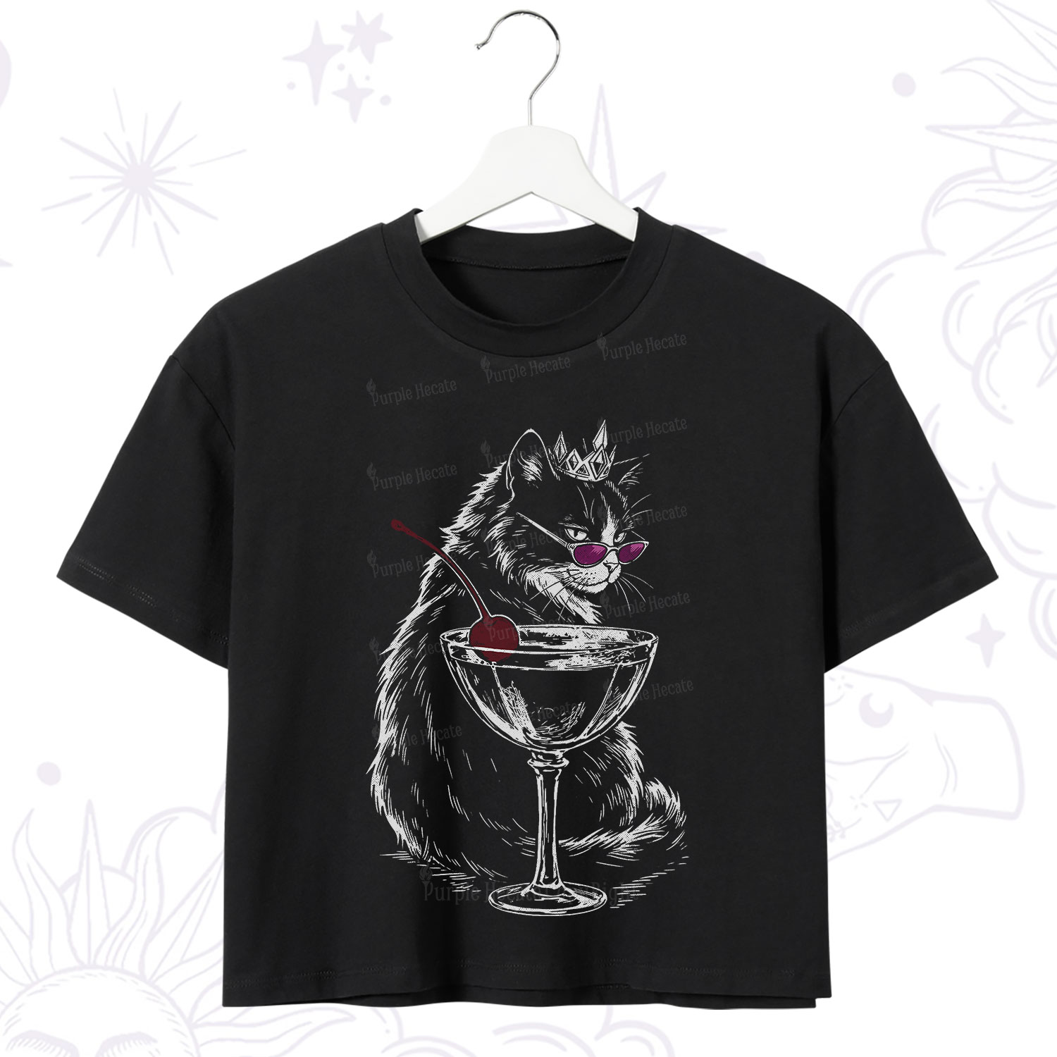 Purplehecate Martini Queen Cat Crop T-Shirt