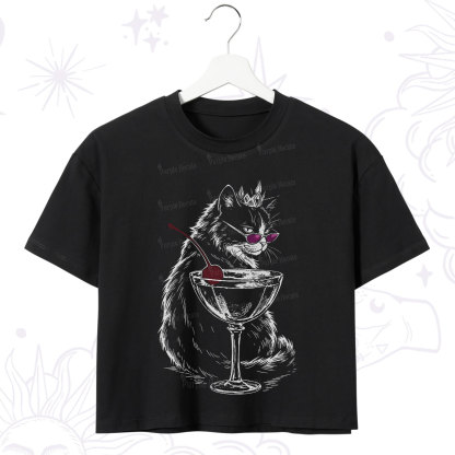 Purplehecate Martini Queen Cat Crop T-Shirt