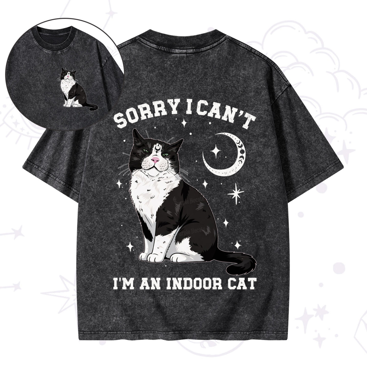 [Copy]Purplehecate First Of All I'm A Delight Cat Washed T-Shirt