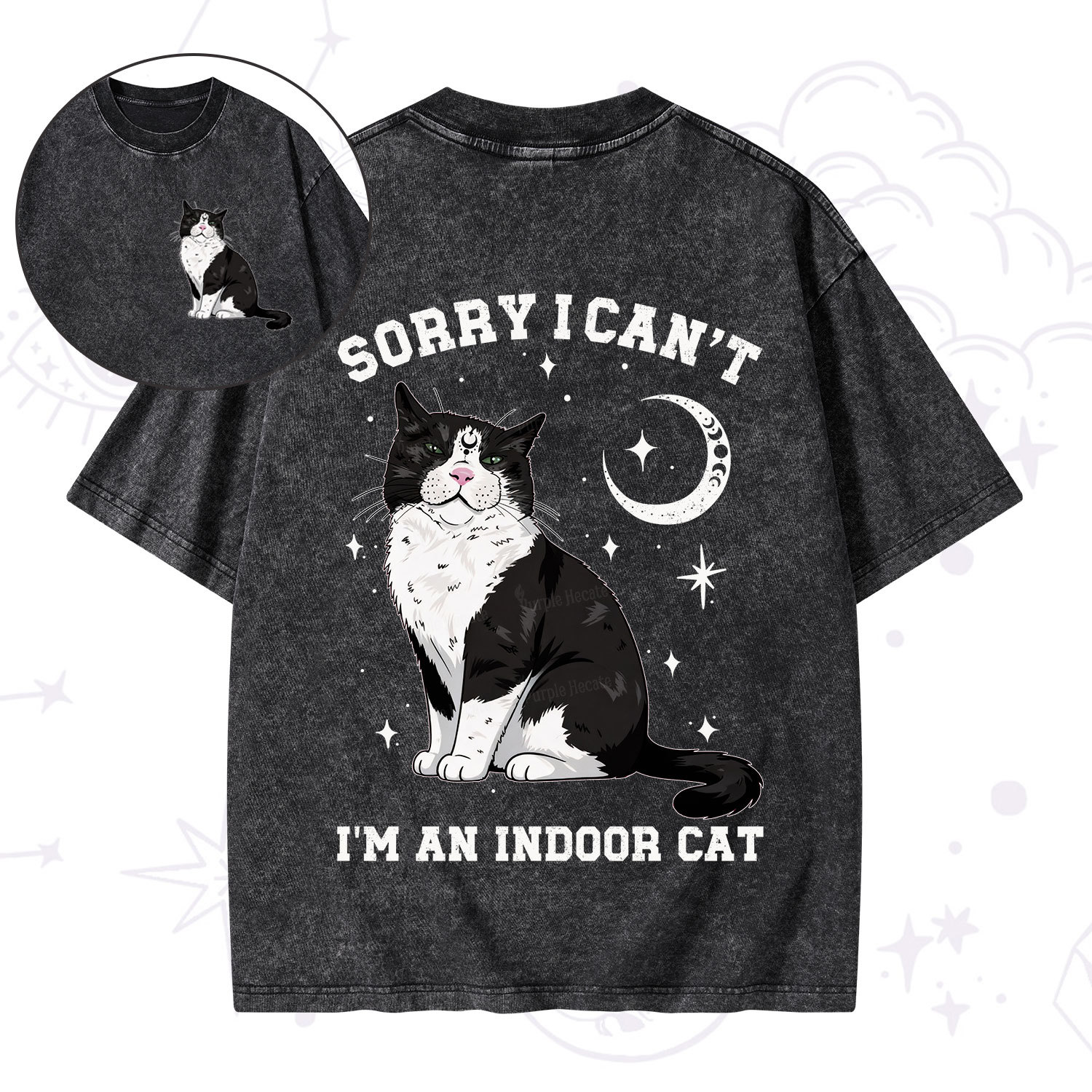 [Copy]Purplehecate First Of All I'm A Delight Cat Washed T-Shirt