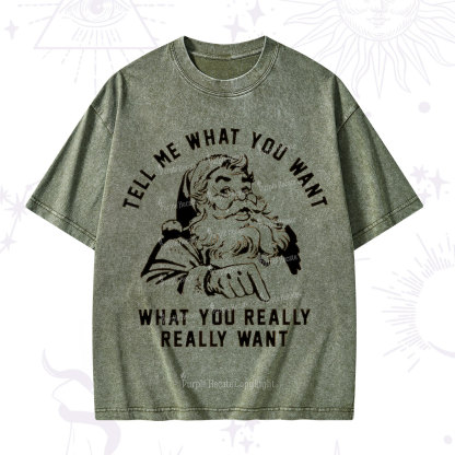Purplehecate Tell Me What You Want What You Really Really Want Christmas Washed T-Shirt