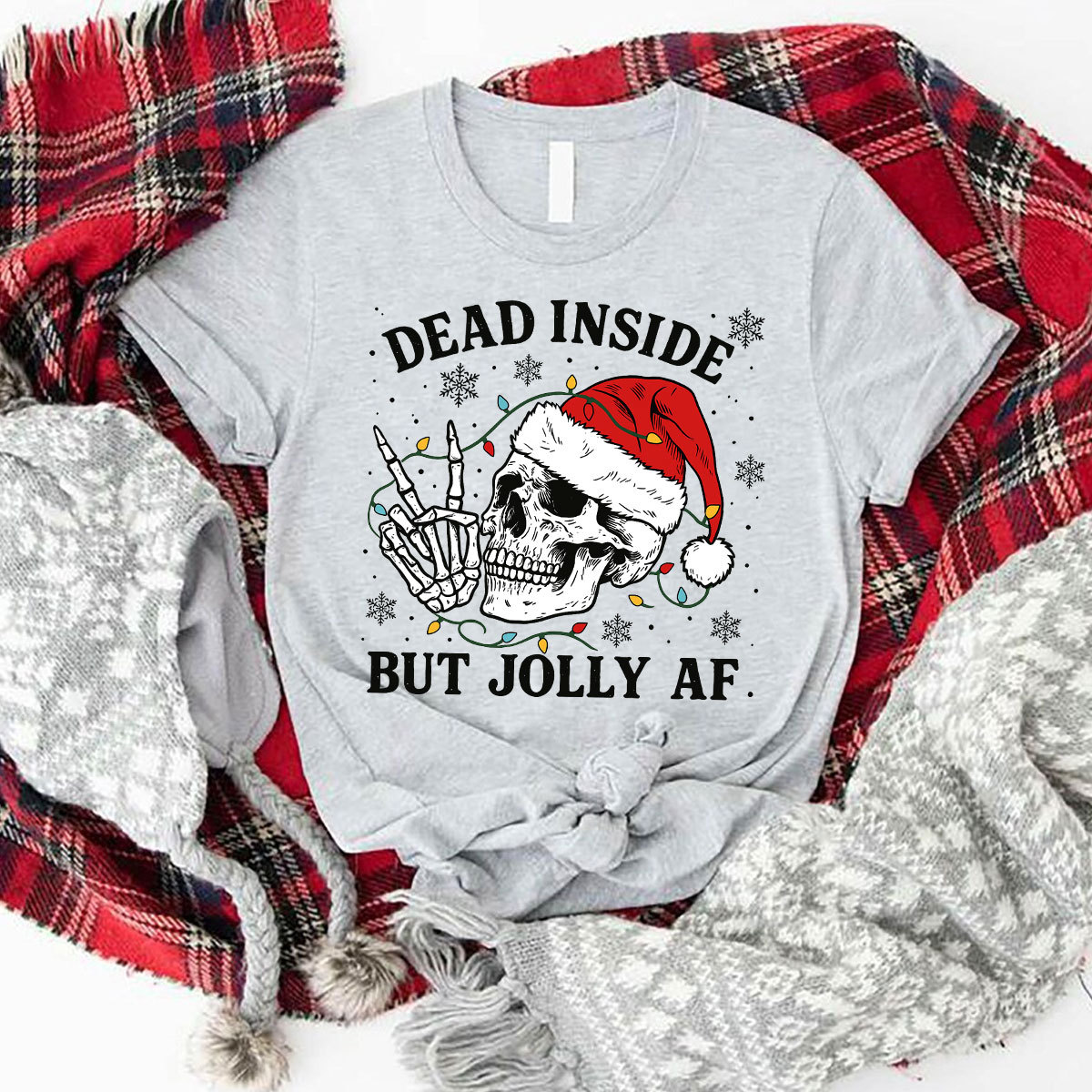 Purplehecate Dead Inside But Jolly AF Christmas Family Matching T-Shirts