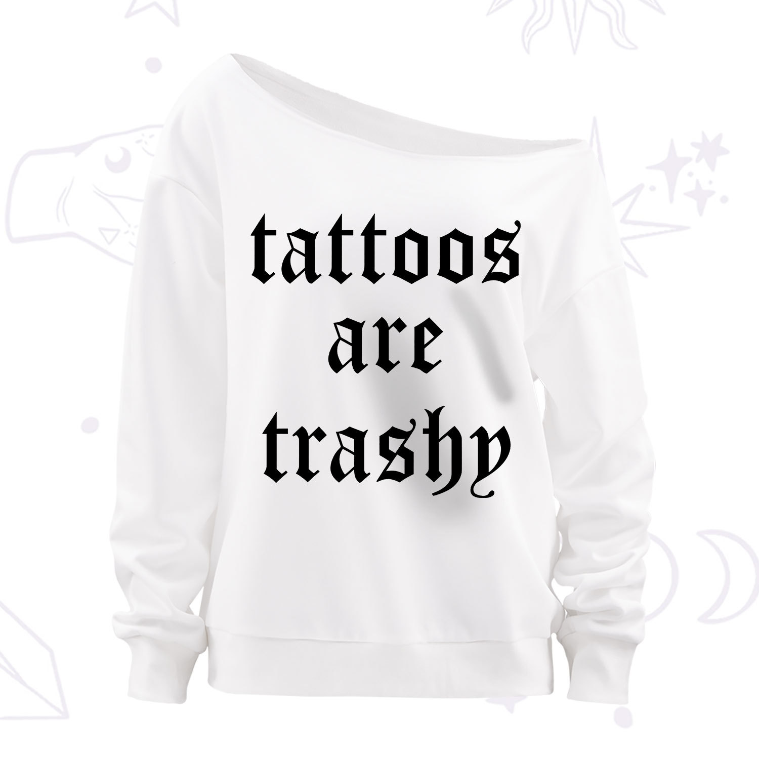 Purplehecate Tattoos Are Trashy Off The Shoulder Sweatshirt