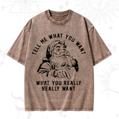 Purplehecate Tell Me What You Want What You Really Really Want Christmas Washed T-Shirt