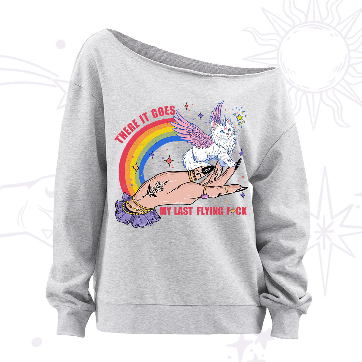 Purplehecate There It Goes My Last Flying F*ck Off The Shoulder Sweatshirt