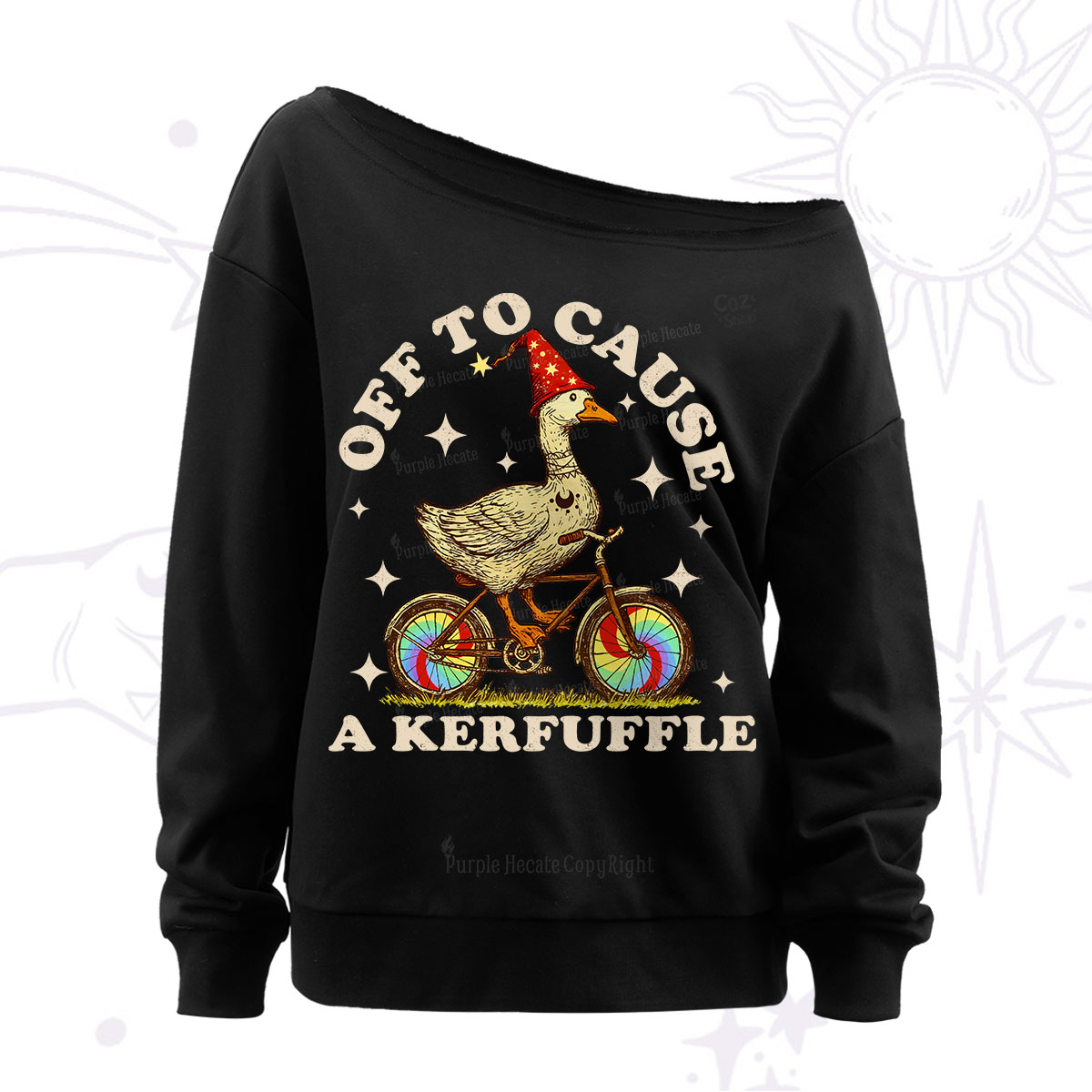 Purplehecate Off to Cause a Kerfuffle Goose Off The Shoulder Sweatshirt