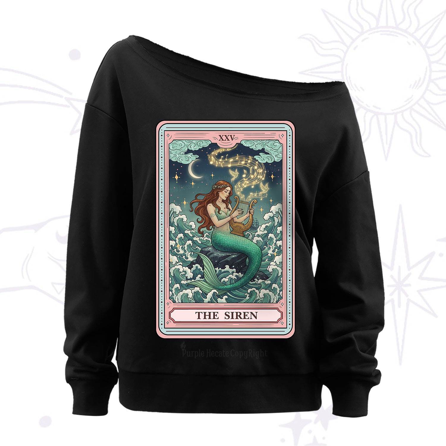 Purplehecate The Siren Tarot Off The Shoulder Sweatshirt